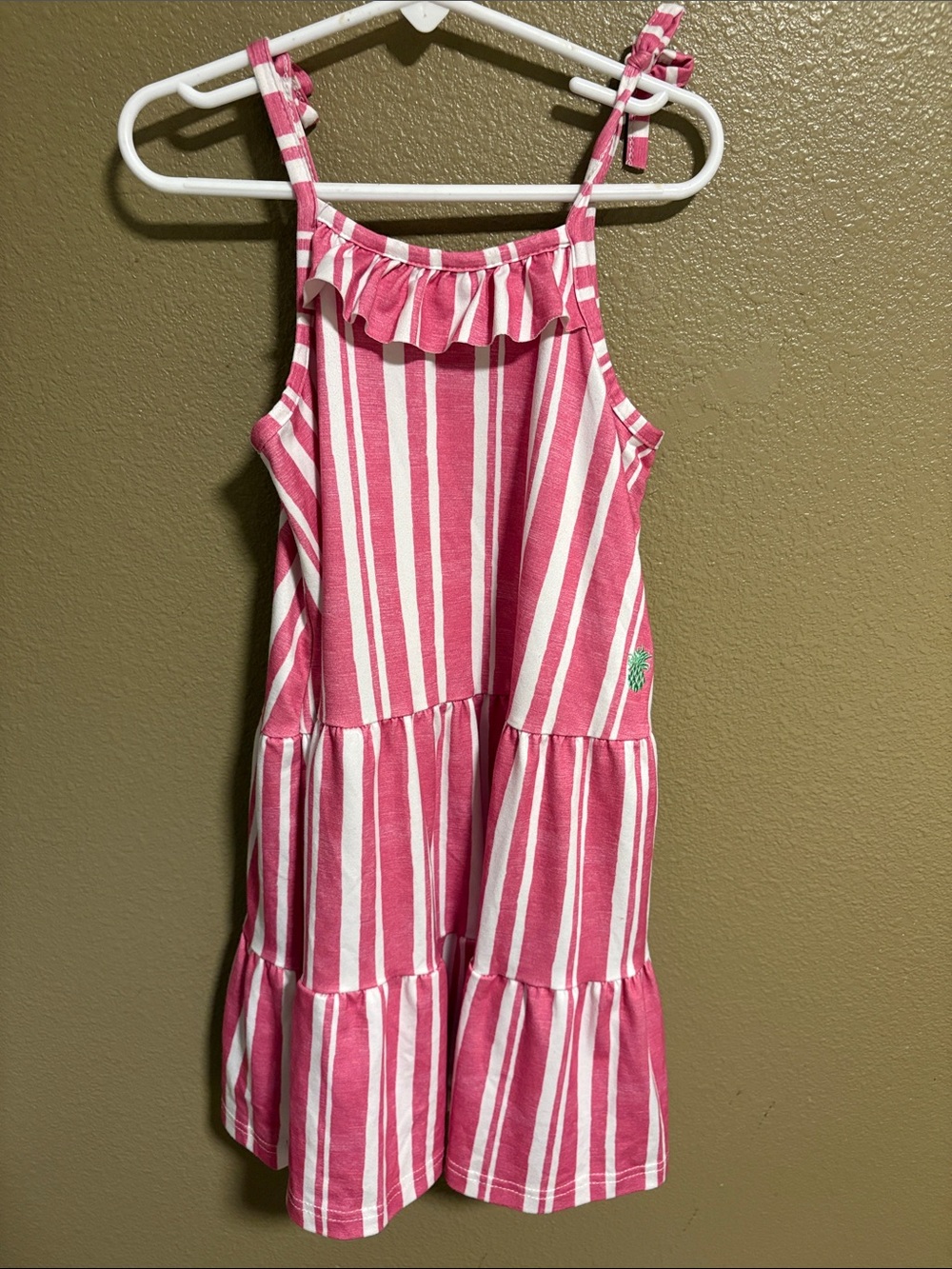 Tommy Bahama Pink & White Striped Ruffle Sundress Sz 5
